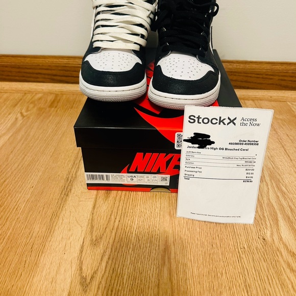 Jordan 1 Retro High OG Bleached Coral tennis shoes.  Men’s size 9 - Picture 4 of 7